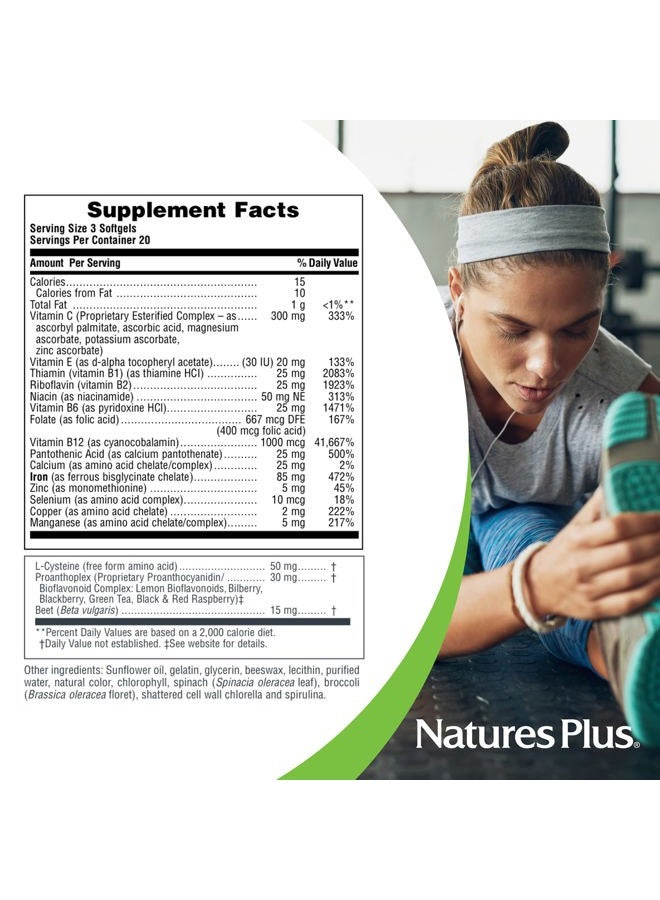 Nature's Plus Hema-Plex Iron - 60 Fast-Acting Softgels - 2 Pack - 85 mg Iron + Vitamin C & Bioflavonoids for Healthy Red Blood Cells - Vegan, Gluten Free - 40 Total Servings - Image 4