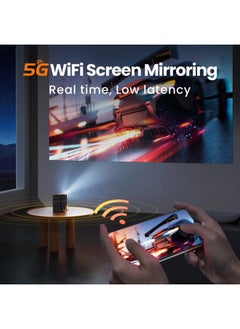FATORK Mini Projector, 5G WiFi 6 Bluetooth Short Throw Projector, HD 1080P DLP Portable Projector with Rechargeable Battery, 1G Memory, Support Phone Laptop, Compatible with iOS/Android/HDMI/USB  - Image 5
