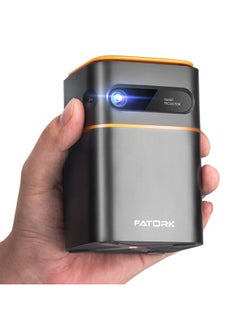 FATORK Mini Projector, 5G WiFi 6 Bluetooth Short Throw Projector, HD 1080P DLP Portable Projector with Rechargeable Battery, 1G Memory, Support Phone Laptop, Compatible with iOS/Android/HDMI/USB  - Image 1