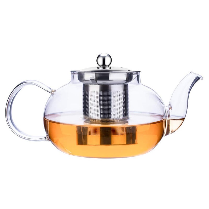 BIG CART Glass KettleTeapot with Stainless Steel Infuser Lid Borosilicate Glass Tea Kettle Stovetop Safe Blooming Loose Leaf Teapot - Image 1
