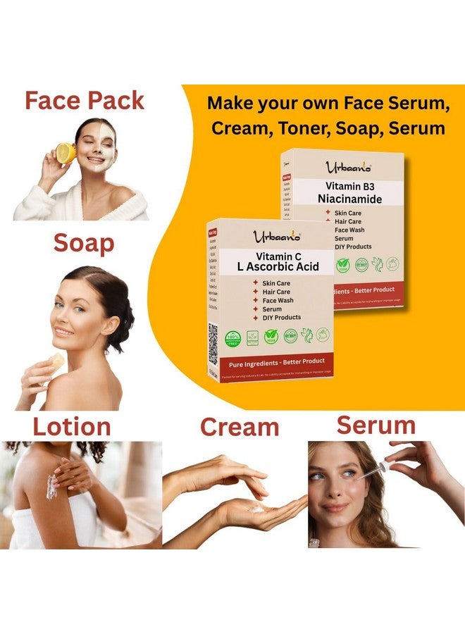 Urbaano herbal Niacinamide Powder (Vitamin B3) & Ascorbic Acid (Vitamin C) For Making DIY Soap, Cream, Serum, Lotion & Skin Care Combo - 100gm Each (Vitamin C & Niacinamide) - Image 4