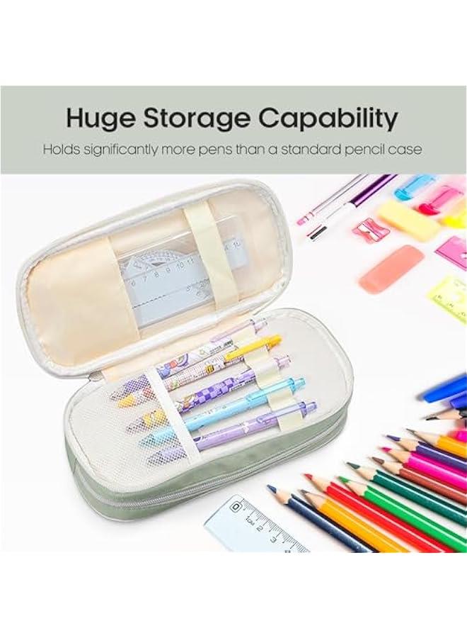 Arabest Large Pencil Case High Capacity Holder, Portable Pencil Bag, Multi - Slot Pencil Pouch, Desk Organizer Pen Case for Women & Men - Pastel Forest  - Image 2