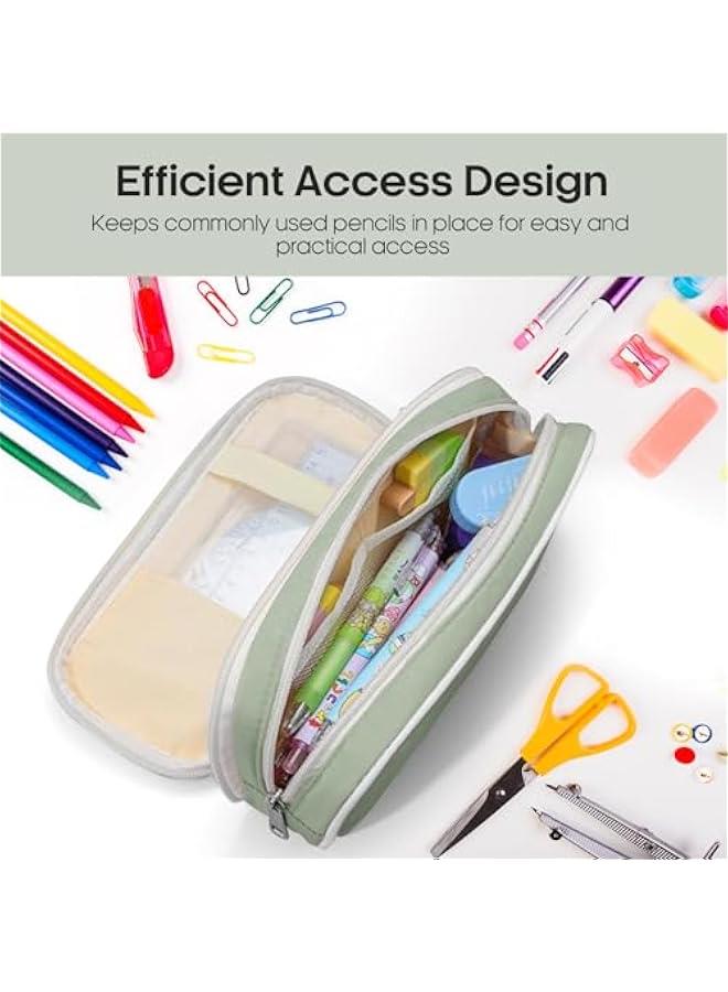 Arabest Large Pencil Case High Capacity Holder, Portable Pencil Bag, Multi - Slot Pencil Pouch, Desk Organizer Pen Case for Women & Men - Pastel Forest  - Image 3
