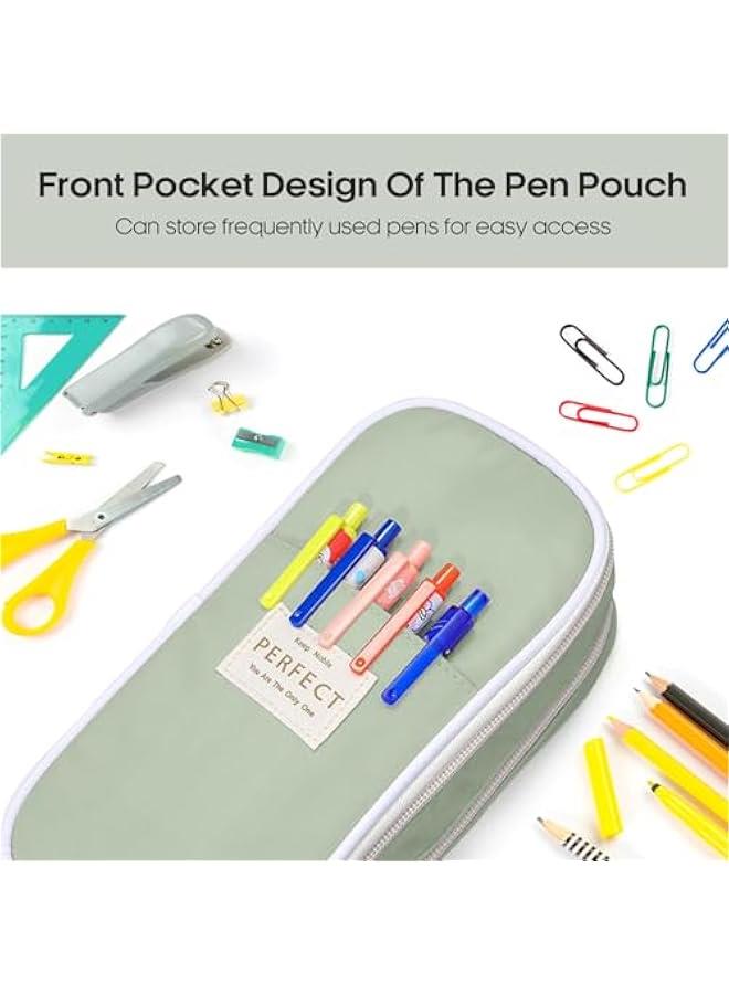 Arabest Large Pencil Case High Capacity Holder, Portable Pencil Bag, Multi - Slot Pencil Pouch, Desk Organizer Pen Case for Women & Men - Pastel Forest  - Image 4