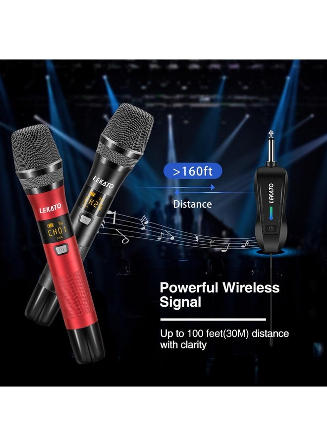 LEKATO LEKATO Wireless Microphone Rechargeable Micrphones with Receiver Professional Wireless MIC Dynamic Microphone System Set Metal Dual Mics for Karaoke Singing, Speech, Wedding, Speker  - Image 2