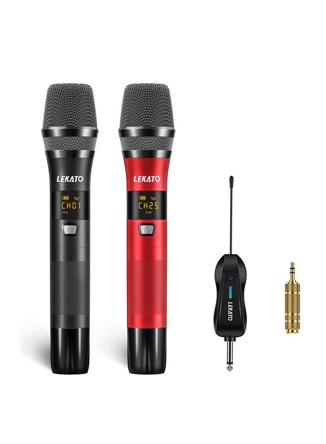 LEKATO LEKATO Wireless Microphone Rechargeable Micrphones with Receiver Professional Wireless MIC Dynamic Microphone System Set Metal Dual Mics for Karaoke Singing, Speech, Wedding, Speker  - Image 1