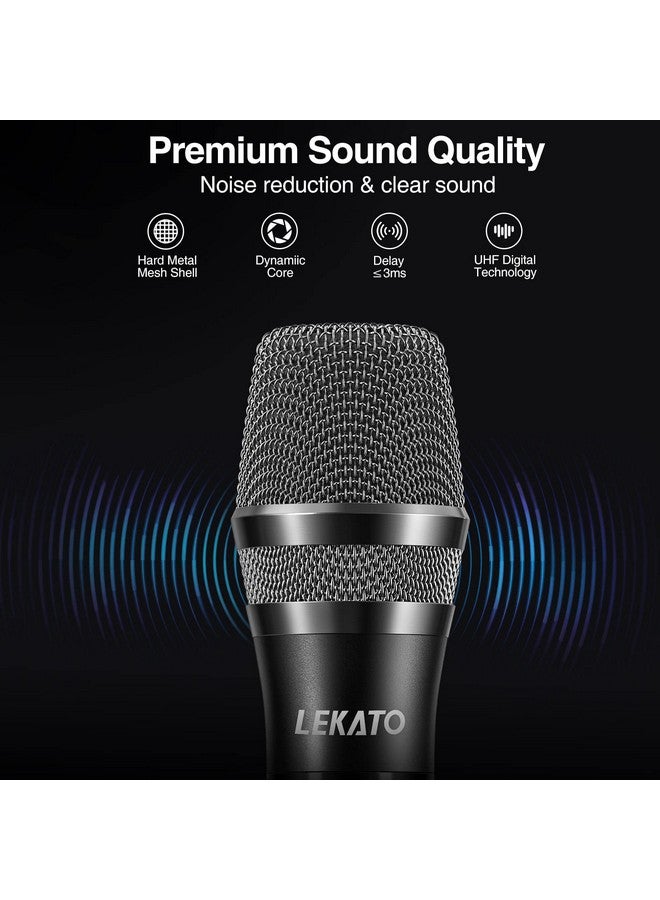 LEKATO LEKATO Wireless Microphone Rechargeable Micrphones with Receiver Professional Wireless MIC Dynamic Microphone System Set Metal Dual Mics for Karaoke Singing, Speech, Wedding, Speker  - Image 4