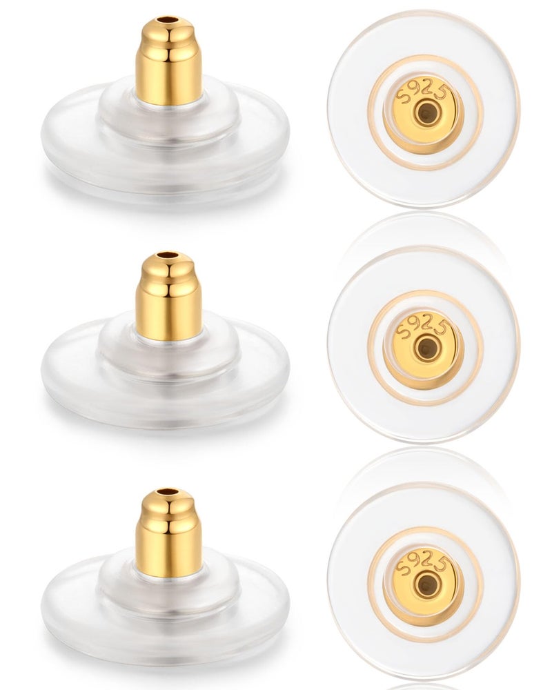 Moconar 6 PCS 14K Gold Locking Earring Backs for Studs Heavy Droopy Earrings, 925 Sterling Silver Hypoallergenice Earring Backs Replacements for Women Men (Gold) - Image 1