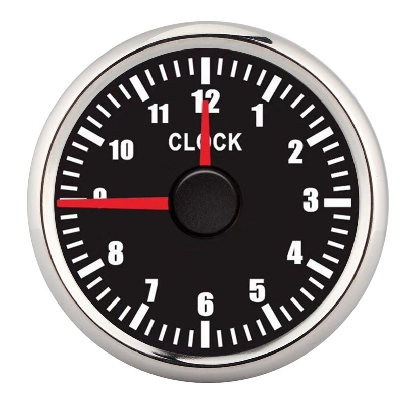Car Clock Watch 52mm Dash Hour Meter - 316L Stainless Steel Ultra-Wide Voltage Auto Timepiece for Driving Safety Dashboard Time Clock - Image 1
