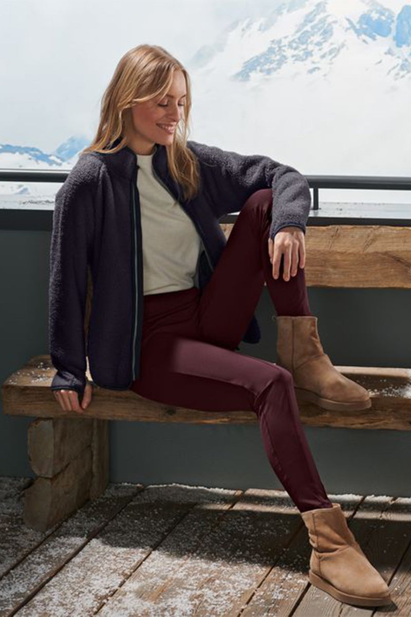 Tchibo Women Skinny Fit Pull On Plain Leggings, Dark Maroon - Image 1