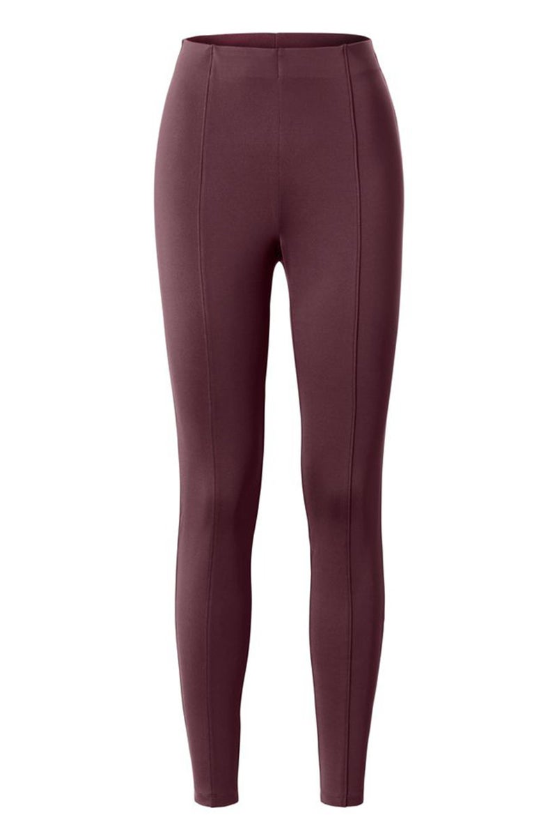 Tchibo Women Skinny Fit Pull On Plain Leggings, Dark Maroon - Image 2
