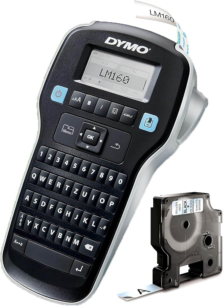 DYMO LabelManager 160 Portable Labelling Device, QWERTZ Keyboard, 6/9/12 mm Widths, Black/Grey, 2 Years Warranty - Image 1