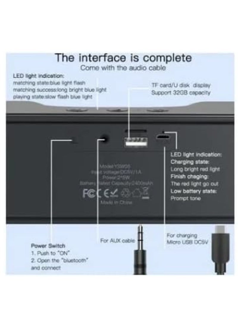 YESIDO YSW05 Rechargeable Stereo Bass Bluetooth 5.0 Speaker Music Player Subwoofer Support TF U-Disk. - Image 2