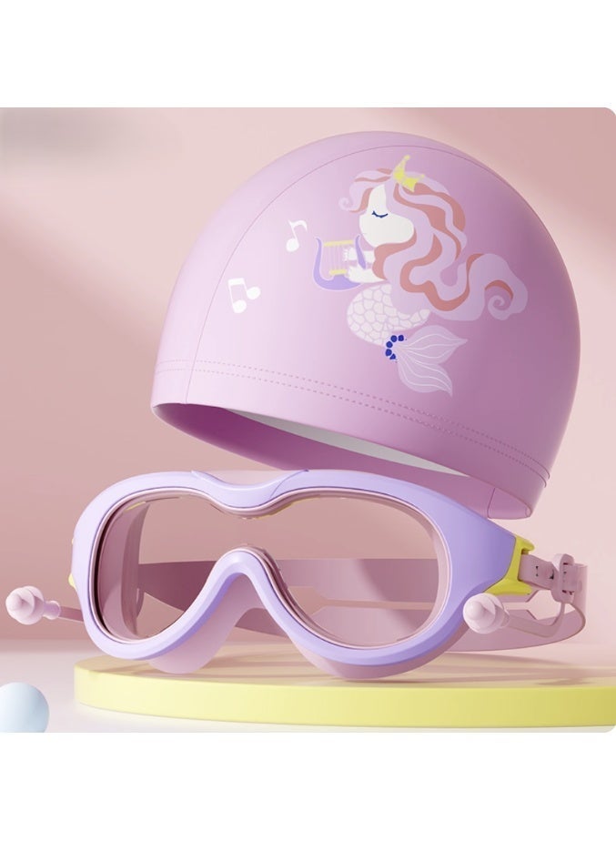 diu toyz Premium Swimming Goggles and Cap Set for Kids Pink Mermaid - Image 1
