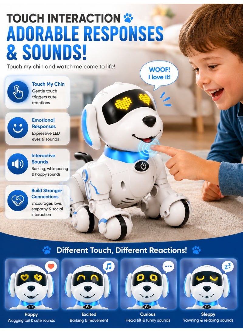 Eworld Smart Interactive Robot Dog Toy for Kids – Remote Control Dancing Robot with Programmable Actions, Voice Control, Music & Sound Effects, LED Lights, Multi-Mode Movement, STEM Educational Learning Toy for Boys & Girls - Image 2
