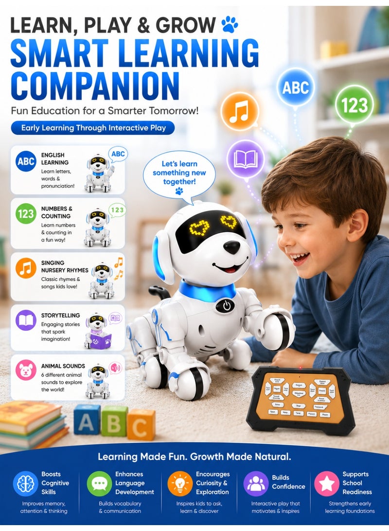 Eworld Smart Interactive Robot Dog Toy for Kids – Remote Control Dancing Robot with Programmable Actions, Voice Control, Music & Sound Effects, LED Lights, Multi-Mode Movement, STEM Educational Learning Toy for Boys & Girls - Image 4