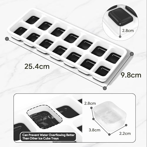 Airabc Ice Cube Trays 4 Pack, Airabc Silicone Ice Cube Trays with Removable Lid, Easy-Release Flexible 14-cube Ice Trays, LFGB Certified and BPA Free, Stackable Ice Trays with Covers for Cocktail, Freezer - Image 5