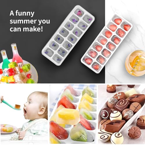 Airabc Ice Cube Trays 4 Pack, Airabc Silicone Ice Cube Trays with Removable Lid, Easy-Release Flexible 14-cube Ice Trays, LFGB Certified and BPA Free, Stackable Ice Trays with Covers for Cocktail, Freezer - Image 2