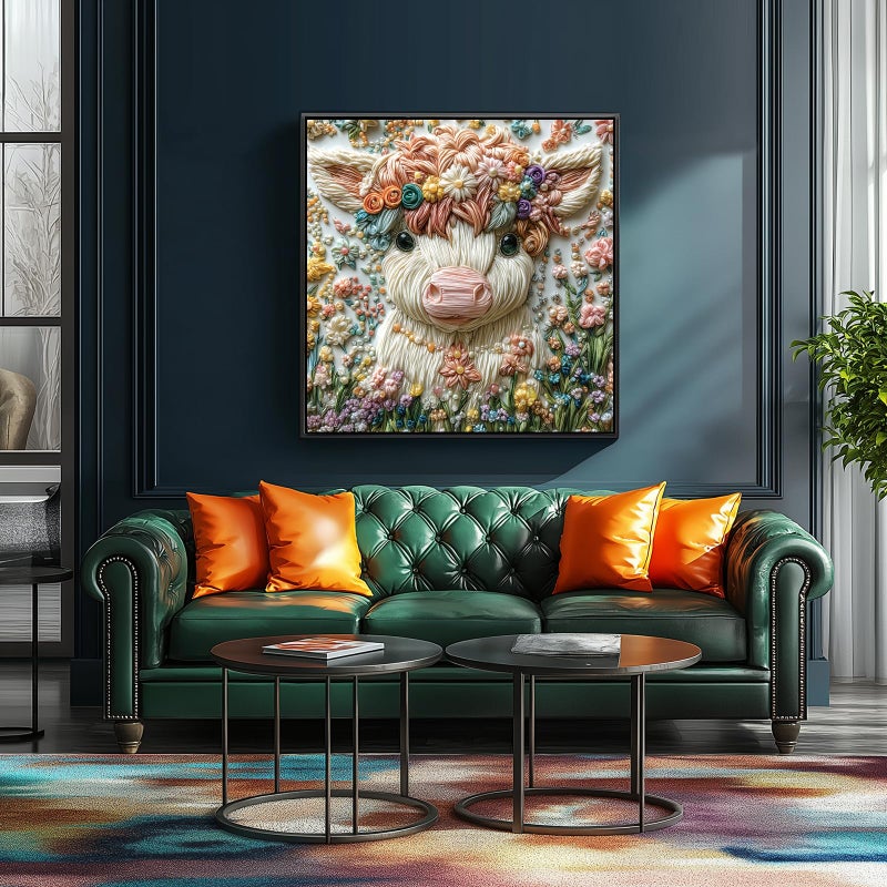 MINIWAN Crystal Highland Cow 500 Piece Puzzles for Adults Cute Cow Flower Animal Jigsaw Puzzles 500 Pieces Highland Cow Diamond Art Difficult Unique Family Challenging Puzzle (20"x20") - Image 4
