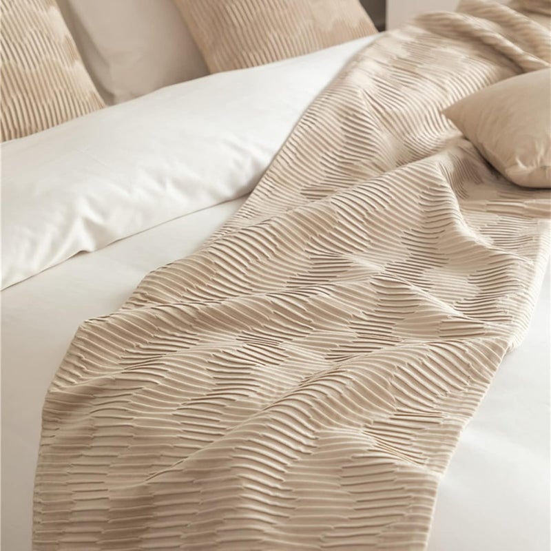 oiakus Solid Color Bed Scarf, Velvet Bed Runner, Modern Wave Pattern Bed Flag, Bed Scarf Runner Bedding Scarves Hotel Bedroom Reversible Double Use Bedding Bed Towel - Image 3
