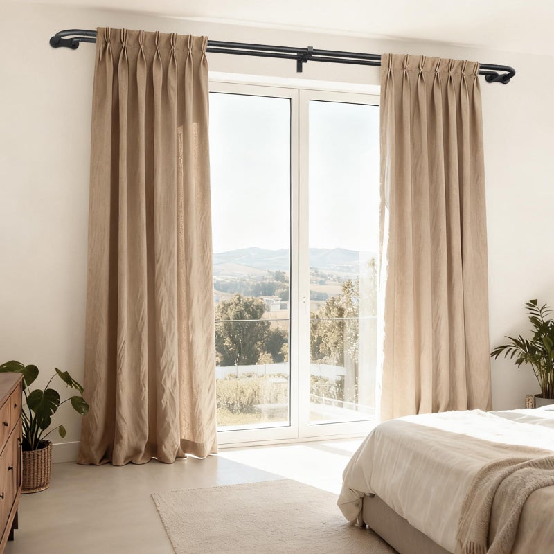 Wolistsa Black Long Double Curtain Rod, Wrap Around Blackout Dual Curtain Rods for Windows 84 to 120 inch, Adjustable Heavy Duty Curved Spliced Room Darkening Double Rods, All Metal, Aluminium Bracket - Image 5