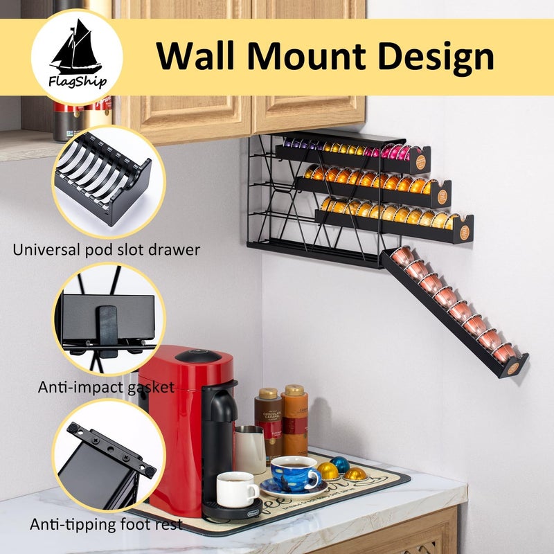 Flagship 4-Tier Corner Coffee Pod Organizer for Nespresso Vertuo - 40+ Capsule Storage, Slim Metal Kitchen Countertop Space Saver with Compact Design - Image 4