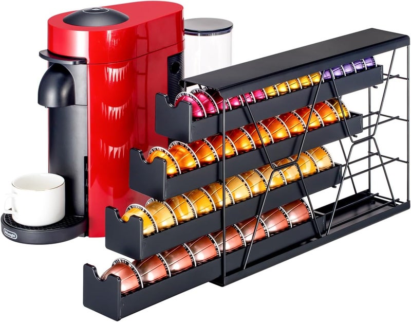 Flagship 4-Tier Corner Coffee Pod Organizer for Nespresso Vertuo - 40+ Capsule Storage, Slim Metal Kitchen Countertop Space Saver with Compact Design - Image 1