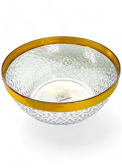 YOLO Sparkling Rounds Plastic Serving Bowl with Gold Strip  2 Liters - 23X 23cm Clear  - Image 4