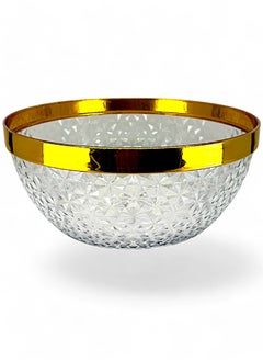 YOLO Sparkling Rounds Plastic Serving Bowl with Gold Strip  2 Liters - 23X 23cm Clear  - Image 5