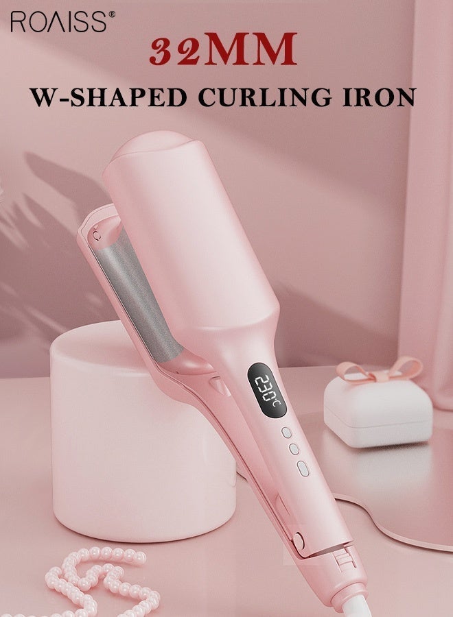 roaiss 32MM W-shaped Curling Iron, Romantic French Egg Roll Hair Curler, 5 Temp Ceramic Hair Waver Hair Iron Suitable for All Kinds of Short Hair, Medium Hair, Long Hair - Image 2