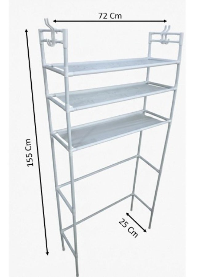 Spaceshoop Multi Layer Vertical Storage Rack over Washing Machine  Space Saving Bathroom Organizer with Hooks - Image 2