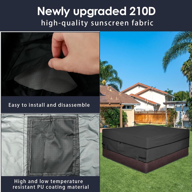 windforgecraft Hot Tub Cover Outdoor Waterproof and Weatherproof SPA Covers 210D Silver Coated Oxford Cloth Square Hot Tub Covers Hot Tub Cover Protectors Protective Cover Cap Outdoor Heavy Duty Cover Protector - Image 5