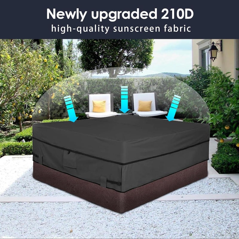 windforgecraft Hot Tub Cover Outdoor Waterproof and Weatherproof SPA Covers 210D Silver Coated Oxford Cloth Square Hot Tub Covers Hot Tub Cover Protectors Protective Cover Cap Outdoor Heavy Duty Cover Protector - Image 4