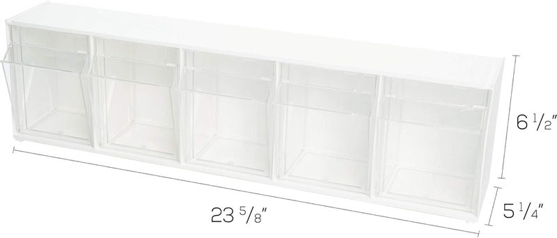 Deflecto Interlocking Multi Storage Organizer Tilt Bin 65 x 236 x 53 White - Image 2