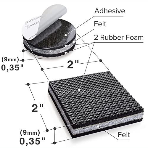 X-Protector Non Slip Furniture Pads X-PROTECTOR - 16 pcs 2" - Premium Furniture Grippers! Rubber Feet Hardwood Floor Protectors for Furniture Legs - Couch Stoppers - Keep Your Furniture in Place Forever! - Image 3