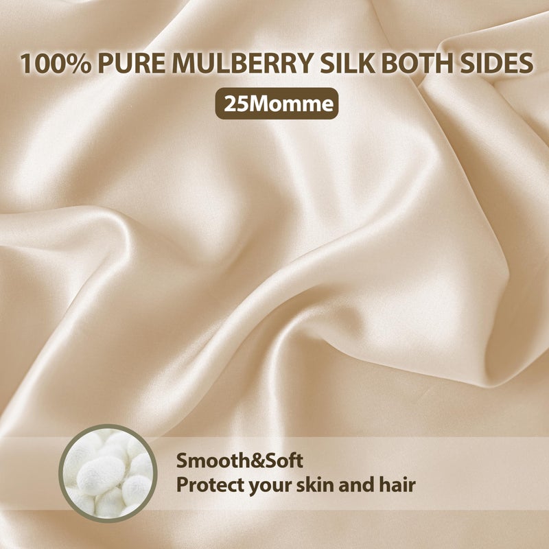Zaizaihome 100% Pure Mulberry Silk Pillowcase for Hair and Skin  25 Momme 6A+ Grade Silk Pillow Cases with Hidden Zipper  Both Sides Silk Pillow Cover  Anti Aging Acne Free (King  Beige  1pc) - Image 3