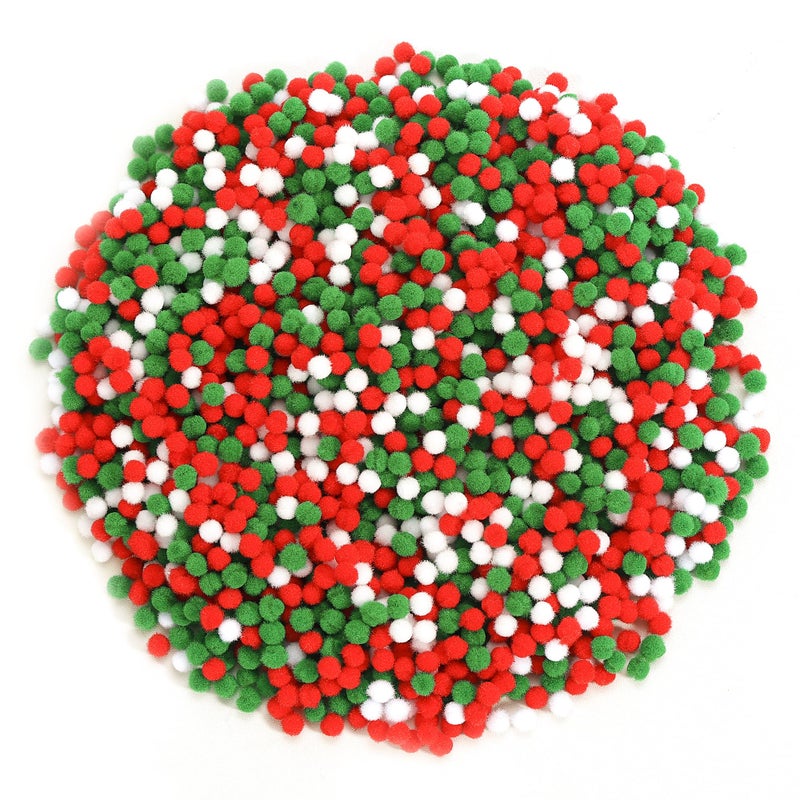 Caydo 2400 Pieces Mini Craft Pompoms Valentines Colors 6 mm Small Pom poms for Hobby Supplies and Holiday Decorations Red Green White - Image 3