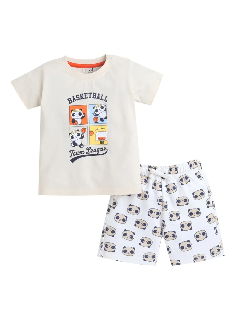 Victor And Jane  Boys Sports Print Cotton T-Shirt & Shorts Set – Summer Daywear for Men | Best Price UAE