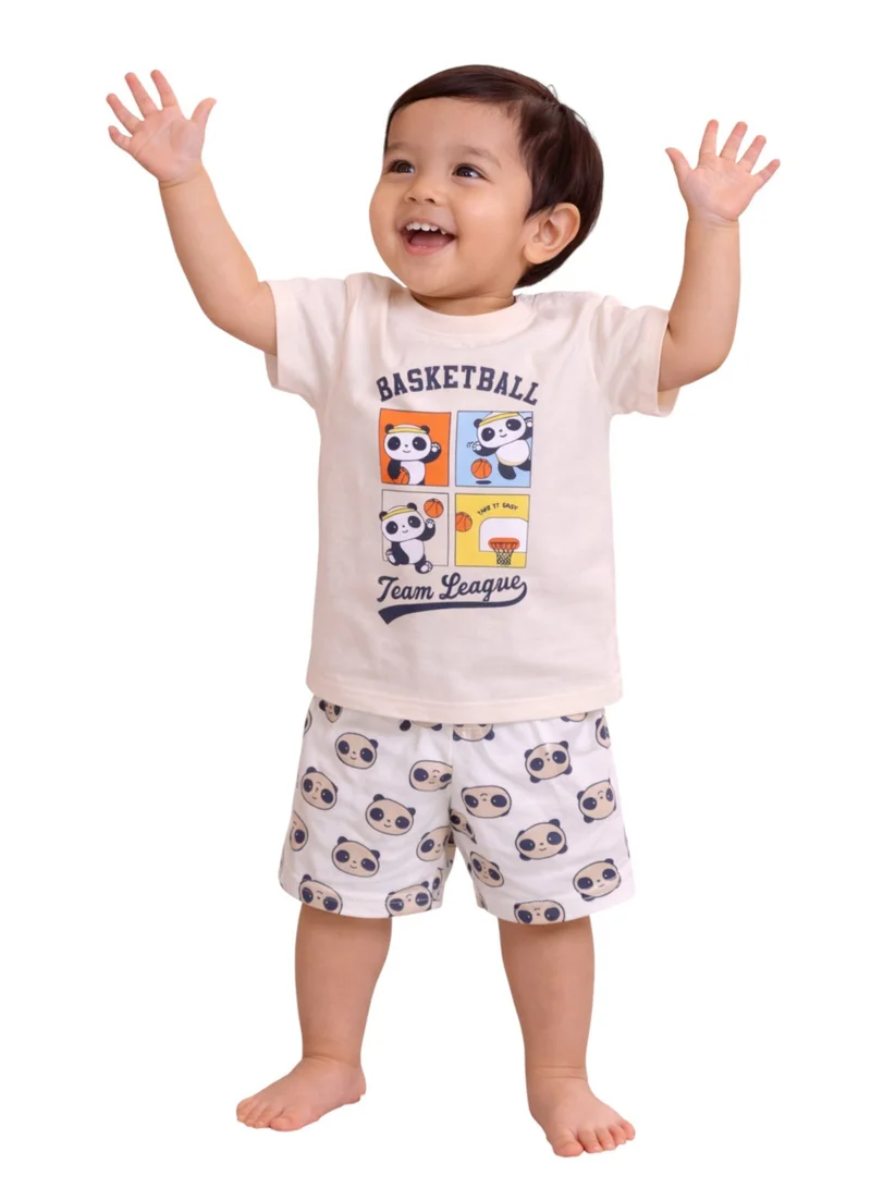 Victor And Jane  Boys Sports Print Cotton T-Shirt & Shorts Set – Summer Daywear for Men | Best Price UAE