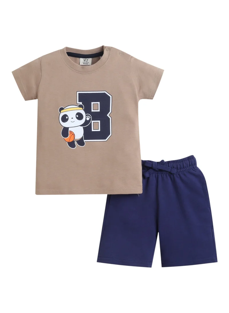 Victor And Jane  Boys Sports Print Cotton T-Shirt & Shorts Set – Summer Daywear for Men | Best Price UAE