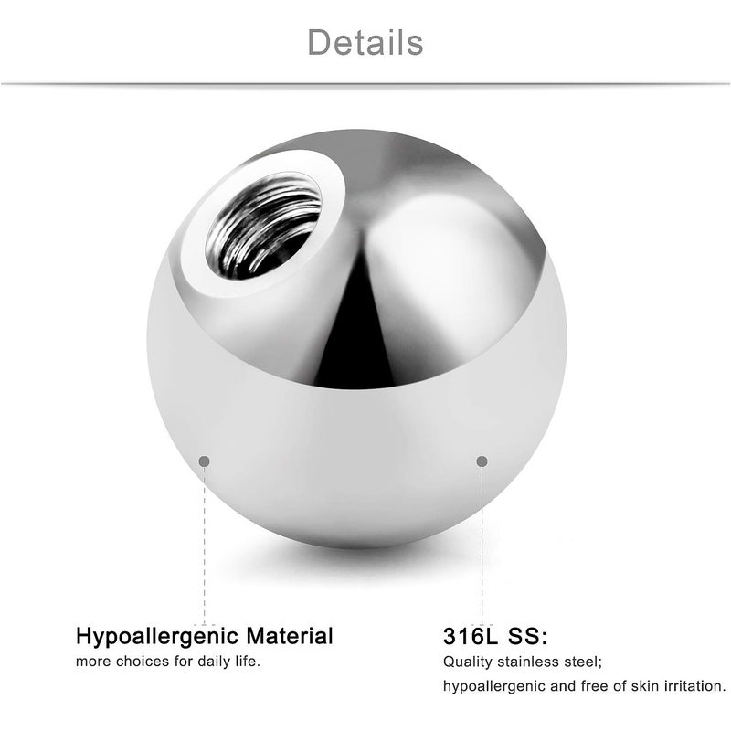 SCERRING 14G Ball for Piercing Replacement Balls Externally Threaded Nipple Industrial Tongue Belly Piercing Rings Body Jewelry Piercing Barbell Parts 5mm 28PCS Mix Color - Image 2