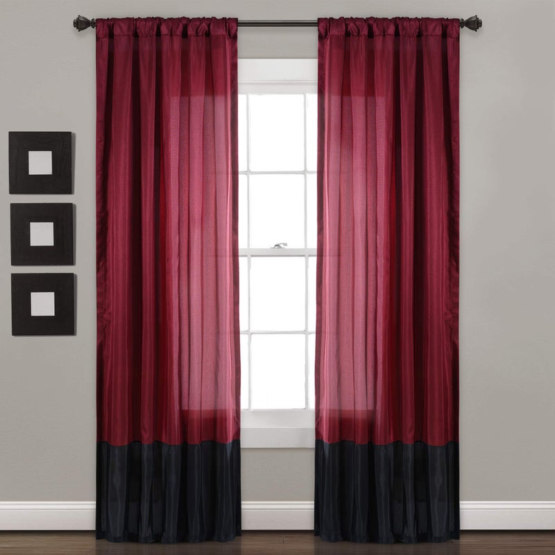 Lush Decor Milione Fiori Window Curtains Panel Set for Living Dining Room Bedroom Pair 42 W x 84 L RedBlack