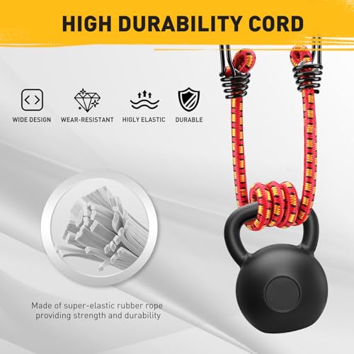 ELEAD 18" Elastic Bungee Cords with Hooks: 10 Pcs Bungee Cords Heavy Duty Outdoor, Bungie Cord Bundle Assortment with Metal Hook, Bungee Straps for Kayaking, Camping, Garage Storage - Image 3