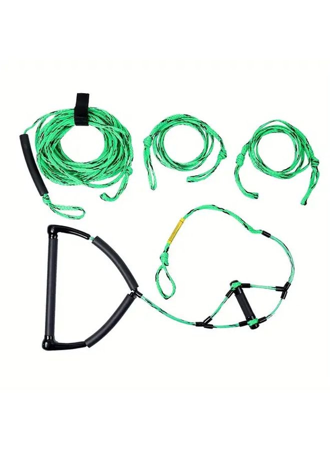 حبل القطر للرياضات المائية من Green And Black بطول 75 قدم مع مقابض عائمة 15 بوصة للويكبورد والتزلج على الماء والركبة - Image 2