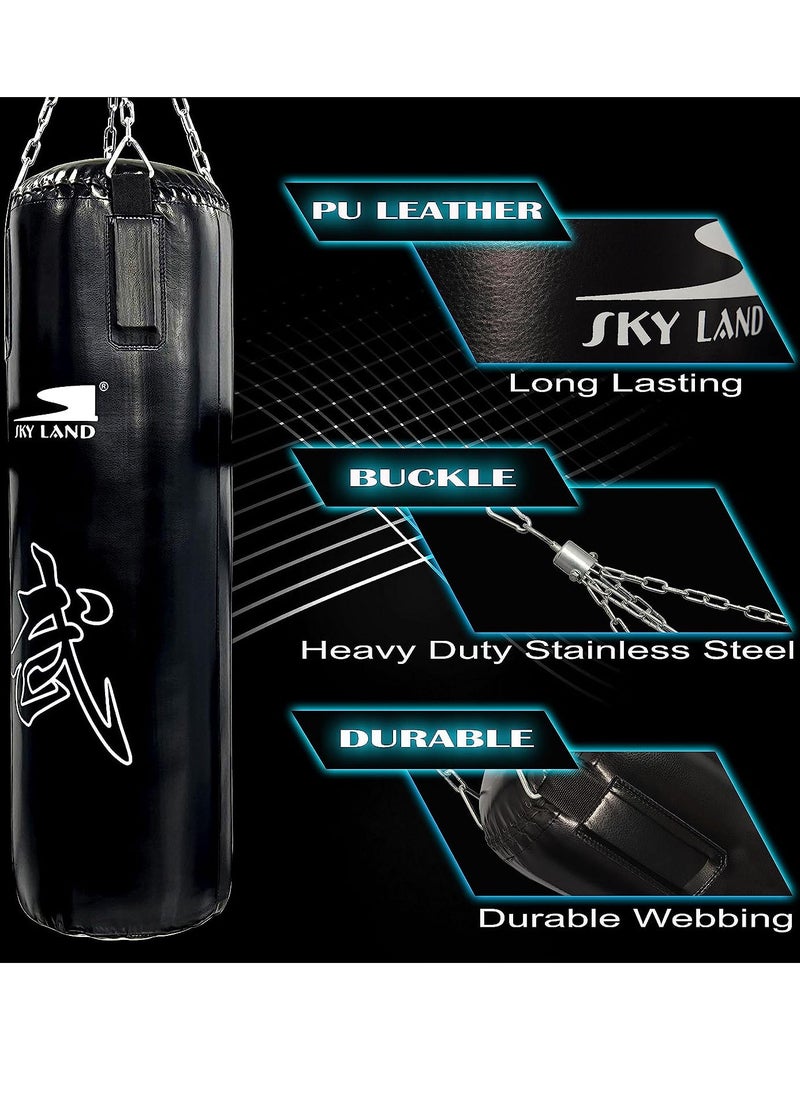 Sky Land - Punching Bag with Chain & Heavy Duty PU Leather Hanging Bag (Filled) | Boxing Bag for Kickboxing, Karate, Muay Thai for Adults/Kids - Image 1