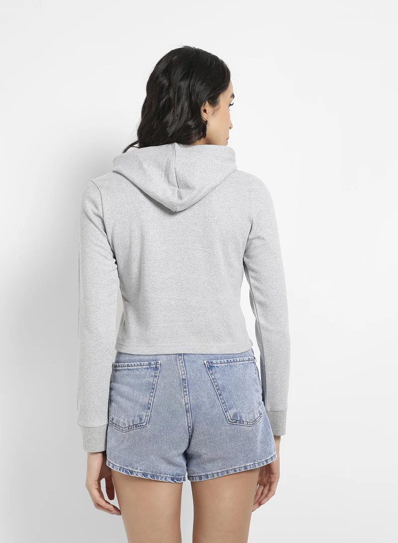Pinacolada  Women's Light Grey Pullover Hoodie With Contrast Drawstrings for Women | Best Price UAE