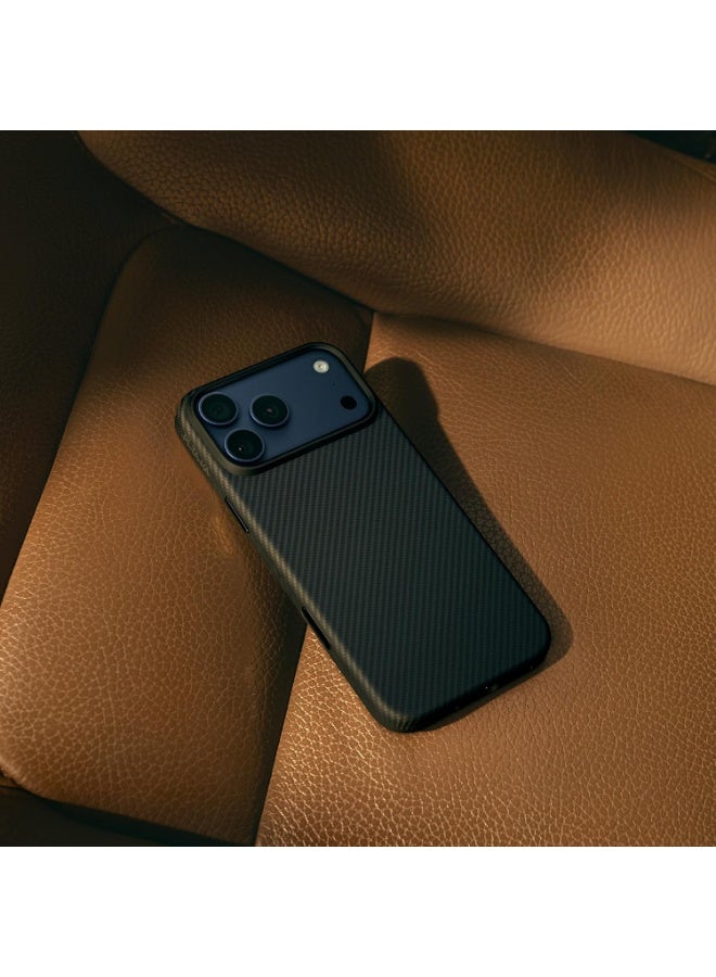 PITAKA حافظة حماية PITAKA لجهاز iPhone 17 Pro، Ultra Guard، مضادة للصدمات، تغطية كاملة، متوافقة مع MagSafe، متينة، من ألياف الأراميد، تمتص الصدمات، شحن لاسلكي، للأعمال، أنيقة (أسود/رمادي 600D، 6.3) - Image 2