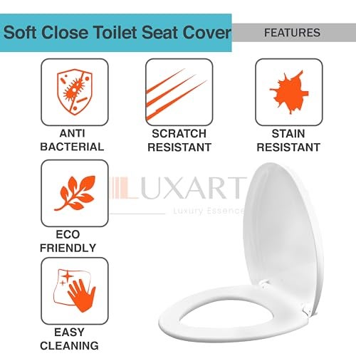 LUXART Toilet Seat Cover 46.5L x 36W CM |Western Commode Sharp Oval Seat Cover | Soft Close Technology Heavy Quality Commode Lid With Installation Kit | Stylish PP Toilet Cover For Bathroom - Image 5