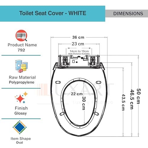 LUXART Toilet Seat Cover 46.5L x 36W CM |Western Commode Sharp Oval Seat Cover | Soft Close Technology Heavy Quality Commode Lid With Installation Kit | Stylish PP Toilet Cover For Bathroom - Image 3