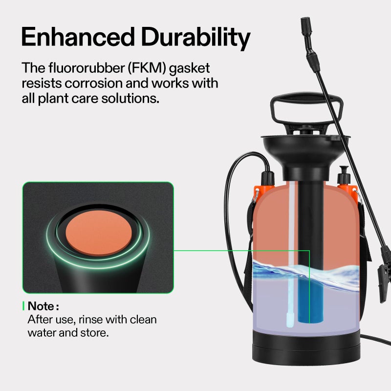 VIVOSUN 1.35-Gallon Pump Pressure Sprayer, Pressurized Lawn & Garden Water Spray Bottle with Adjustable Shoulder Strap, for Spraying Plants, Garden Watering and Household Cleaning - Image 5